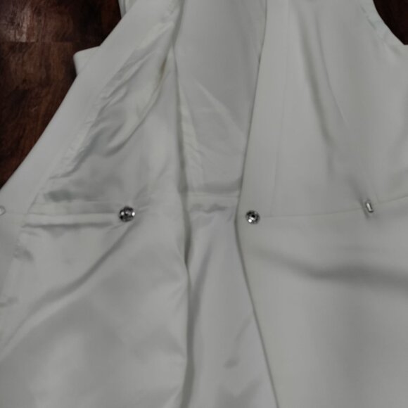 BCBGMAXAZRIA Off White V-Neck Caryn Wrap Vest Mini Dress Women's Large Elegant - Picture 10 of 15